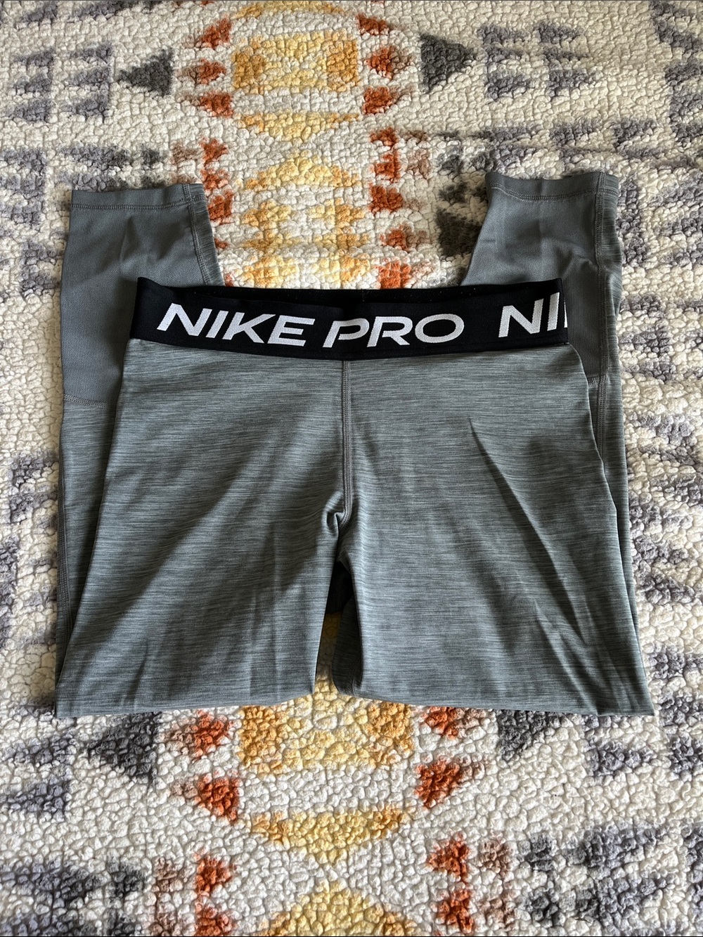 Nike Pro Gray Women’s Training Leggings with Black Branded Waistband